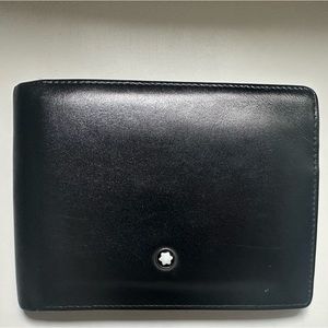 Mont blanc mens wallet black leather rarely used
